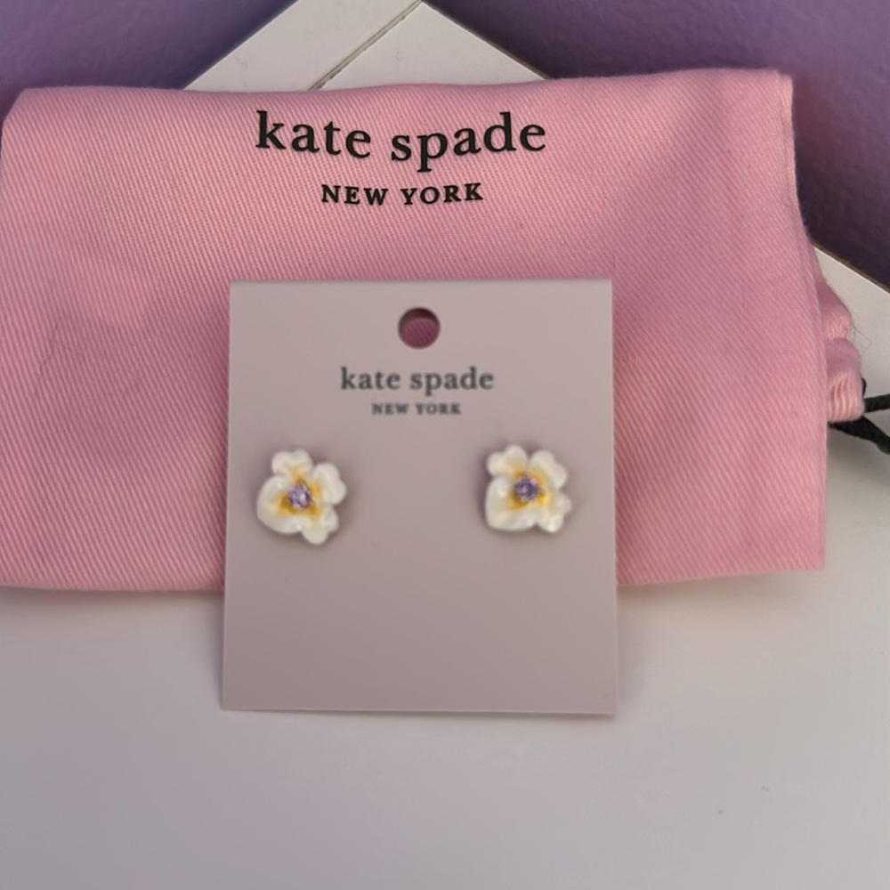 Nwt Kate spade precious pansy flower earrings